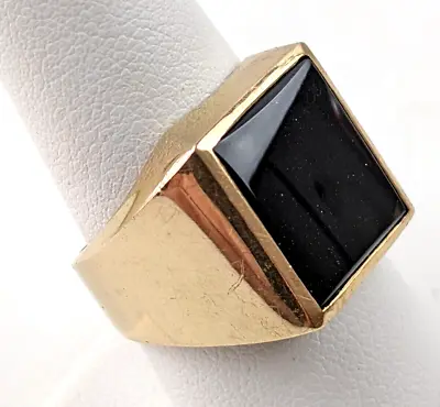 14k Yellow Gold Mens Onyx Ring 9.5 Grams Size 8.5 Estate Fine Vintage • $695