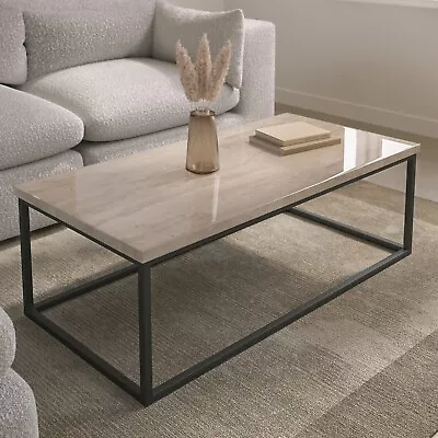 Rectangular Beige Travertine Effect Coffee Table - Demi DEM003T • £155.92