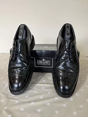 Cheaney Deal Black Calf Leather Brogues UK 10 • £50