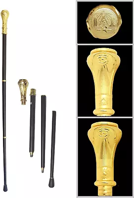 Classy Freemason Walking Stick Cane With Engraved Masonic Symbols On Handle • $45.99