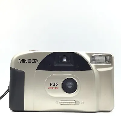*Near Mint* Minolta AUTOFLASH F25 Gold Point & Shoot 35mm Film Camera • $44.50