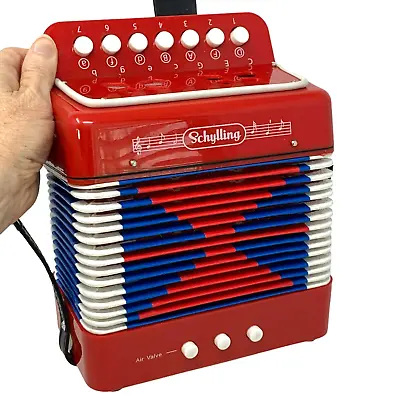 SCHYLLING 1995 Red Golden Sound Accordion VIDEO 7 Key With Straps Mini • $22.49