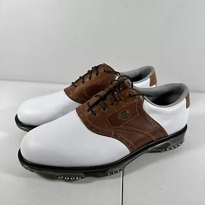 FootJoy DryJoys Tour 53733 White Brown Leather Shoes US Men's 12 W Wide NEW! • $79.99