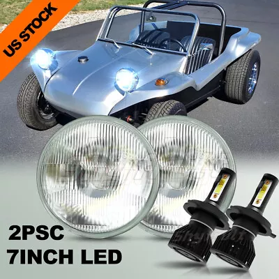 For VW Dune Buggy / Rail Buggy 7  ROUND LED Headlight Hi/Lo Beam DRL Turn Signal • $137.19