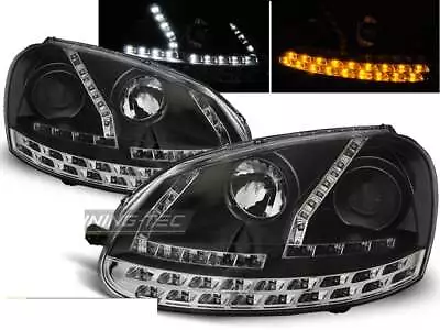 Headlights LED DRL Look For VW GOLF 5 V 03-08 Daylight Black WW Free Ship US LPV • $658.78