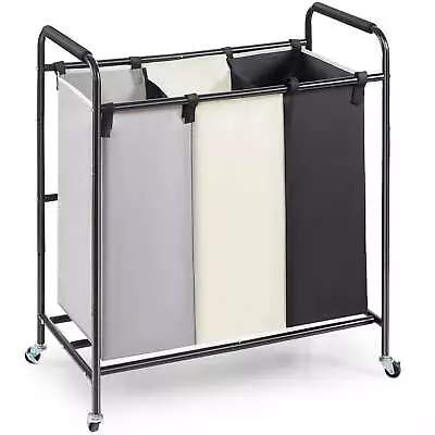 Laundry Sorter Cart 3-Section Rolling Dirty Clothes Hamper • $37.04