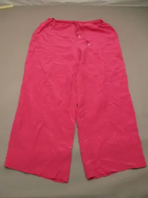 AMANDA SMITH Size PL Womens Pink 100% Pure Silk Drawstring Summer Pants 117 • $19.99