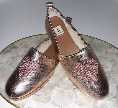 ED Ellen Degeneres Leather Shoes Rose Gold Metallic Sz 9 Heart Slip On  Nalita • $37.99