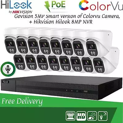 Hikvision 8mp Poe Cctv System Ip Uhd Nvr 5mp 24/7 Colorvu Audio Mic Camera Kit • £266.99