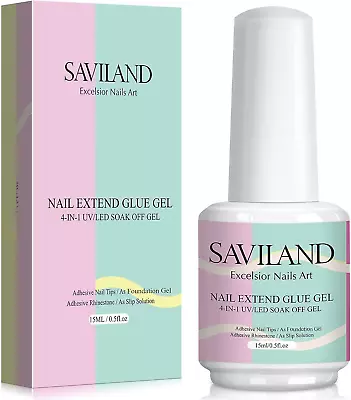 Saviland 15Ml Nail Glue Gel Nail Bond Extra Strong With Brush - 4 In 1 Gel Glue • £8.50