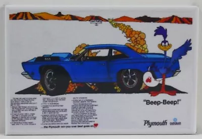 Plymouth Road Runner 2  X 3  Fridge / Locker Magnet. Vintage Car Advertising • $6.39