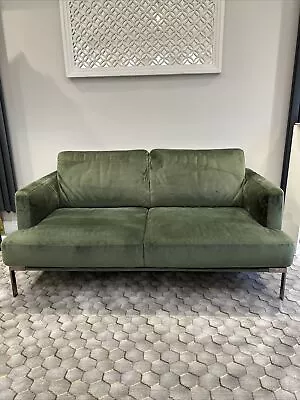 Natuzzi 2 Seater  Velvet/Velour Olive Green • £300