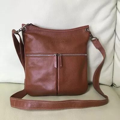 Longchamp Shoulder Bag Le Flowe Messenger Bag Leather Brown • $236