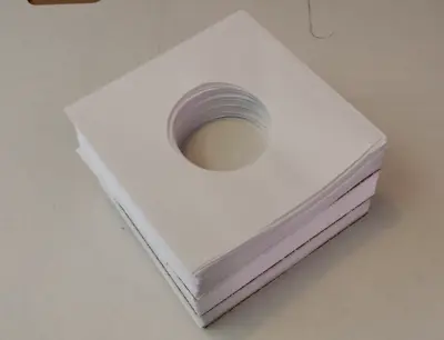 100 7  White Paper Record Sleeves 45RPM Regular Weight Paper - FREE SHIPPING • $19.88