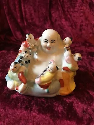 Chinese Vintage Famille Rose Porcelain Laughing Buddha With 5 Children • £49.99