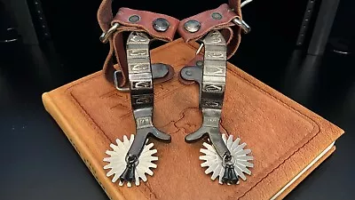 Unmarked Engraved Silver Overlay Working Cowboy Spurs • $50