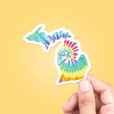 Michigan Tie Dye State Outline Vinyl Sticker -  Vinyl Decal Car Decal • $3.88