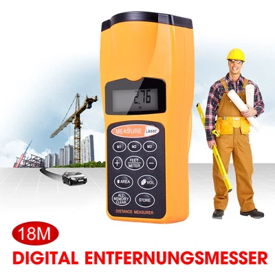 Handheld Digital Laser Point Distance Meter Measure Tape Range Finder Ultrasonic • £14.90