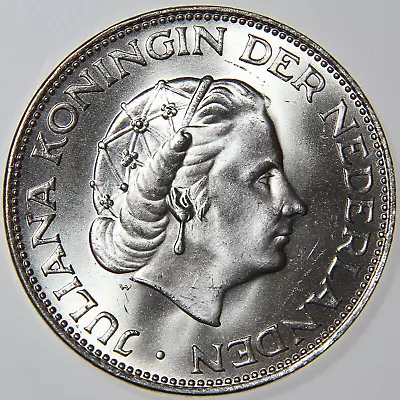 1962 Netherlands 2 1/2 Gulden Gem UNC -3165- • $18.99