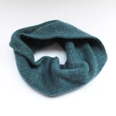 Snood / Neck Warmer - Turquoise/Teal And Black - 100% Lambswool Handknitted • £15