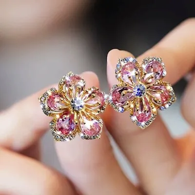 Fashion Flower Zircon Earrings Drop Dangle Stud Women Wedding Party Jewelry 2022 • $2.92