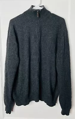 Club Room Estate 2-Ply Cashmere Sweater XXL Mens Gray Stretch Mock Neck 1/4 Zip • $45