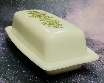 Vintage Pyrex Butter Dish Green Spring Blossom Crazy Daisy With Cover Model 72-B • $24.99