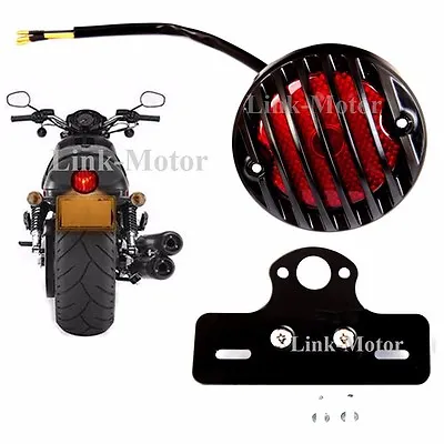 Universal Motorcycle Side Mount Tail Light License Plate Bracket For Cafe Racer • $25.99