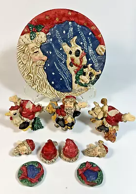 Vintage Popular Imports Christmas Santa 10 Piece Miniature Tea Set Holiday Lot • $30