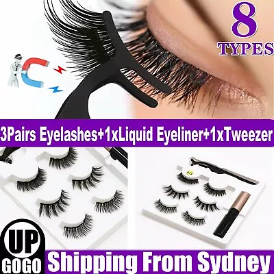 $7.59 • Buy Magnetic False Eyelashes Natural Eye Lashes Extension Liquid Eyeliner Tweezer