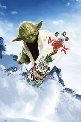 Star Wars Jedi Master Yoda On Snowboard Poster 24x36 New Free Shipping • $9.95