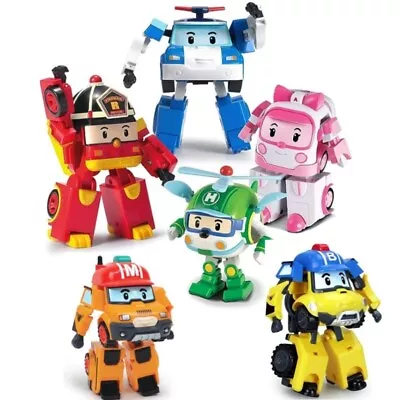 6pcs Transformers Action Figure Car Kids Robocar Toy POLI ROY AMBER HELLY Robot • $25.99