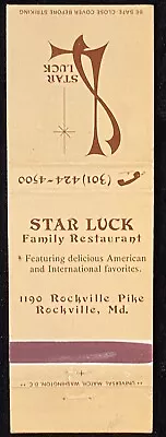 STAR Luck Family Restaurant Rockville Maryland Vintage Matchbook Cover B-2836 • $5