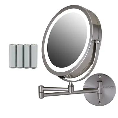 Makeup Mirror Lighted Wall Mount Adjustable Double Sided Round LED Folding Arm • $31.89