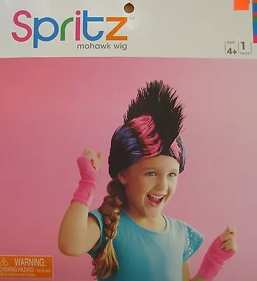 $12.99 • Buy Black MOHAWK WIG Pink Punk Rockstar Halloween 1980s Costume Dress Up Girl Boy