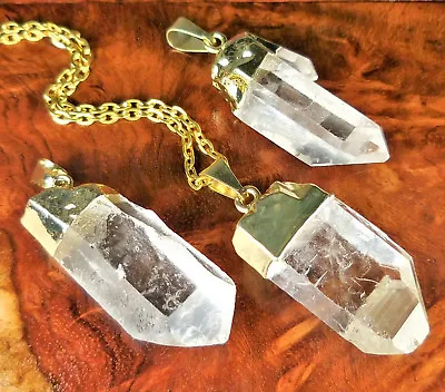 Quartz Necklace  Raw Crystal Point Pendant LR20 Healing Crystals And Stones • $8.98