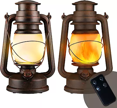 Led Vintage Lantern Realistic Flicker Flame Outdoor Hanging Lantern Battery Oper • $45.26