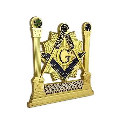 Masonic Car Emblem Altar Pillars Square & Compass Freemason Auto Badge • $19.91