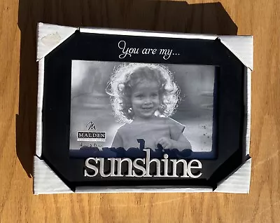 YOU ARE MY SUNSHINE Picture Frame 4”x6” Photo Black Silver Metal  Malden NIB • $12.95