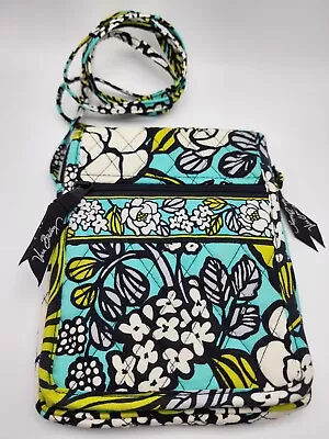 Vera Bradley Island Blooms Mini Hipster Crossbody Purse Organizer Aqua Black • $15