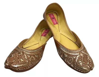 Us Traditional Handmade Women Shoes Leather Flip-flops Mojari Juti Khussa  Ss52 • $48
