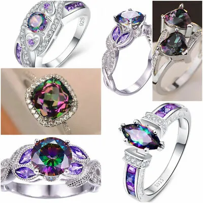 $2.07 • Buy Fashion Cubic Zircon 925 Silver Filled Ring Fashion Wedding Women Ring Sz 6-10
