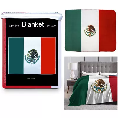 Mexico Flag Fleece Blanket NEW 5 Ft X 4.2 Ft. Mexican Bandera Cobija Throw Cover • $19.81