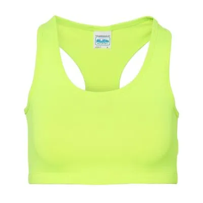 AWDis Ladies Sports Cool Crop Top Scoop Neckline Racer Back Running Gym Yoga Bra • £8.98