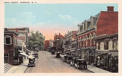 Warwick NY New York Main Street Downtown Victrola Advertising Vtg Postcard C39 • $95