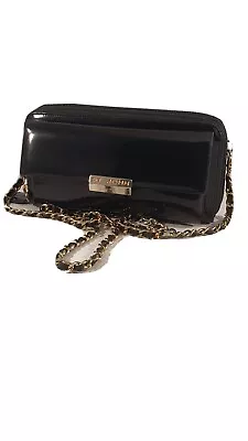 St. John Patent Leather Black Shoulder Bag Clutch With Chain Strap. Original Box • $75