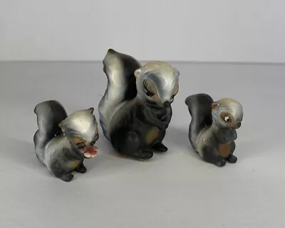 Vintage Miniature Family Figurines Of Skunks Set Of 3 Porcelain  Dollhouse Size • $15