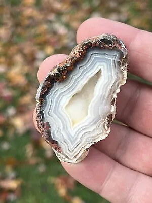 Polished Calandria Agate Nodule (Mexico) Nice Banding With Geode Center! • $16