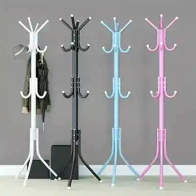 Coat Stand Coat/Hat/Jacket/Umbrella Floor Standing Rack Clothes Hanger 12 Hook • £10.98