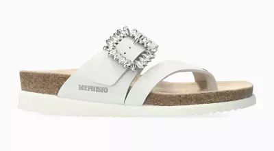 Mephisto Hambre White Waxy W Rhinestones Slide Sandal Women's Sizes 35-42 NEW!!! • $210